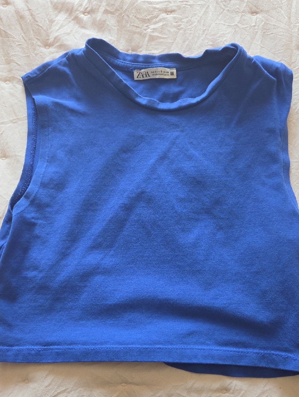 Zara Blue Cropped Sleeveless Tank Top